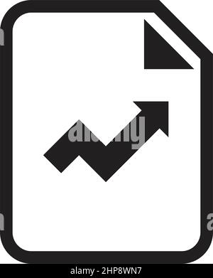 Document icon vector with growth chart and graph information for business data and finance in a outline glyph pictogram illustration Stock Vector