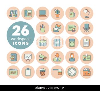 Workspace outline icon. Workspace sign Stock Vector