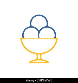 Ice-cream balls in bowl vector icon. Fastfood sign Stock Vector