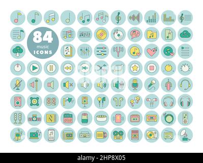 Music vector flat icon set Stock Vector