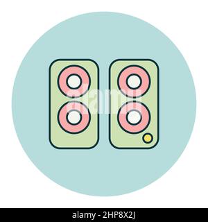 Two acoustic speaker vector flat icon Stock Vector