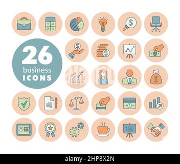 Business and finance web outline icon set Stock Vector