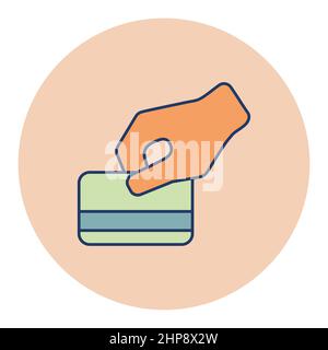 Hand swipe credit card during purchase icon Stock Vector