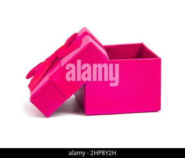 Pink gift box christmas opened isolated on the white background Stock Photo