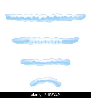 Snow Ice Cap on White Background. Christmas Card Design Element. Winter Snowcap Set. Stock Vector
