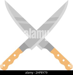 crossed kitchen knife or blade vector icon illustration design template Stock Vector