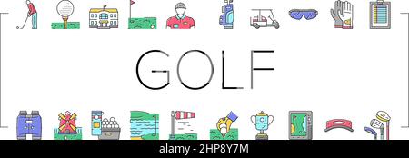 Golf Sportive Game On Playground Icons Set Vector . Stock Vector