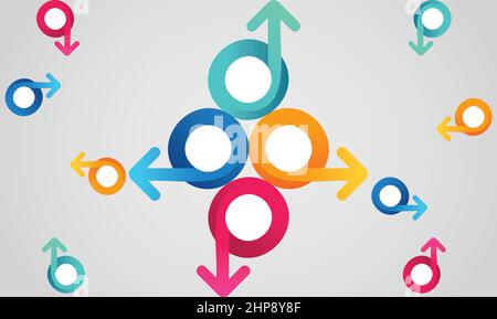 art of circle and arrows in all direction on abstract background Stock Vector