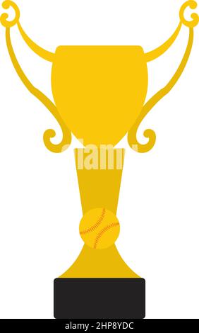 Baseball trophy icon in flat outlined grayscale style. Vector ...