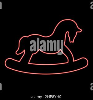 Neon toy horse red color vector illustration image flat style Stock Vector