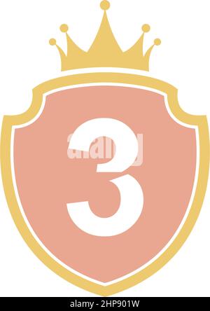 Number 3 with shield icon logo design illustration Stock Vector