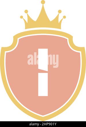 Letter I with shield icon logo design illustration Stock Vector