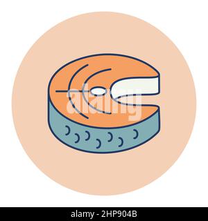 Steak of red fish salmon vector icon Stock Vector