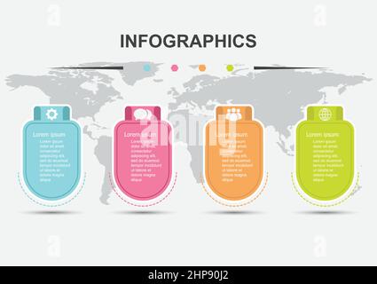 Infographic design 4 element banners with shadow Stock Vector