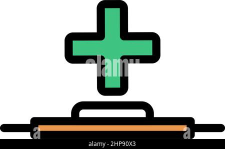 Icon Of Medical Staff Carrying Stretcher Stock Vector