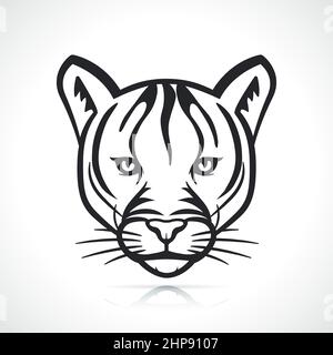 cougar head black and white Stock Vector