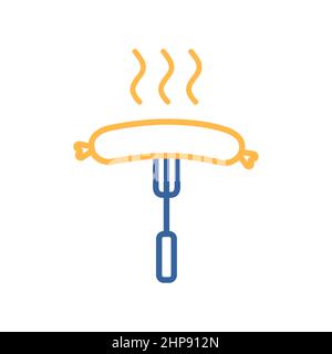 Sausage fork vector icon. Fast food sign Stock Vector