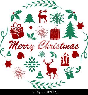 Christmas ornate vector bauble with decoration symbols. Merry Christmas greetings. Stock Vector