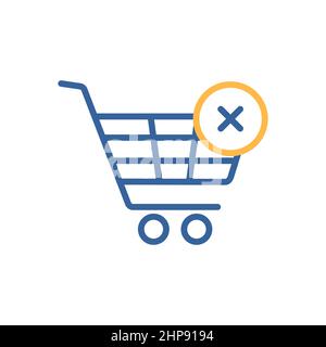 Shopping cart with cross sign icon Stock Vector