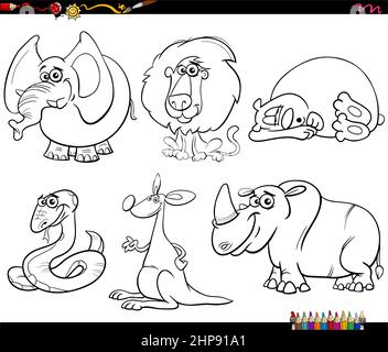 Coloring book with wild animals cartoon Stock Vector Image & Art - Alamy