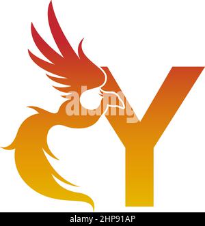 Letter Y icon with phoenix logo design template Stock Vector