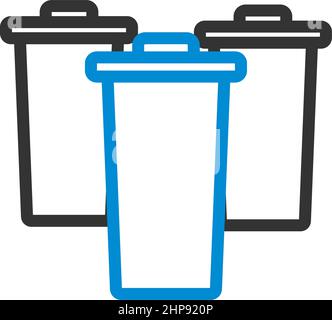 Garbage Containers With Separated Trash Icon Stock Vector