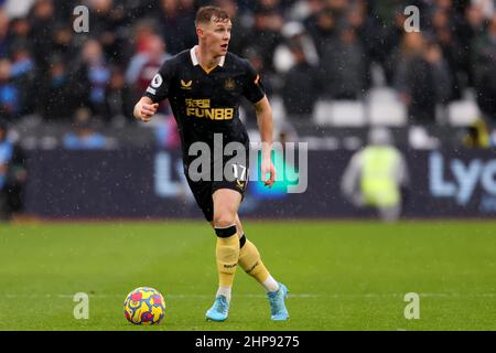 19th February 2022 ; London Stadium, London, England; Premier League football West Ham versus Newcastle; Emil Krafth of Newcastle United Stock Photo