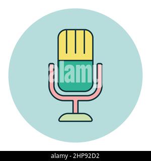 Retro microphone vector flat icon Stock Vector