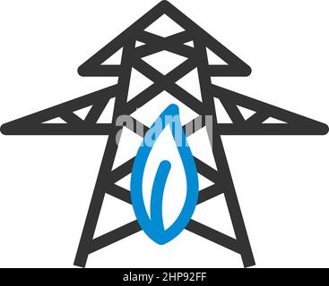 Electric Tower With Leaf Icon Stock Vector