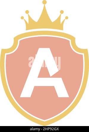 Letter A with shield icon logo design illustration Stock Vector