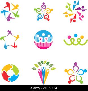 the character of community,network and social people  icon set  design Stock Vector