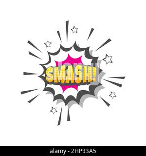 Smash comic cartoon lettering, pop art style Stock Vector