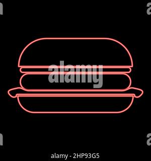 Neon burger red color vector illustration image flat style Stock Vector