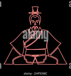 Neon emperor of china black red color vector illustration image flat style Stock Vector