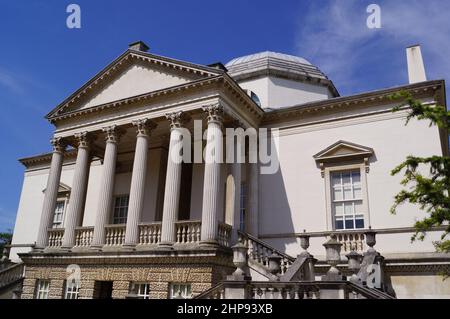 London, UK: a detail of the facade of neo palladian Chiswick House in west London Stock Photo