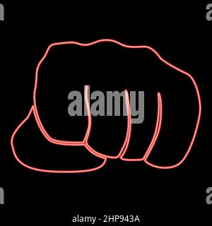 Neon fist red color vector illustration image flat style Stock Vector
