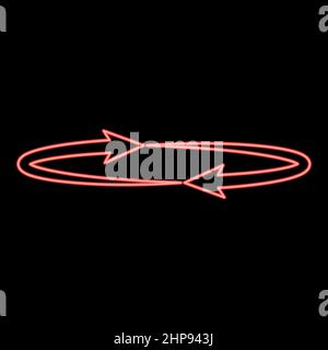 Neon two arrows on the . angle 360 red color vector illustration image flat style Stock Vector