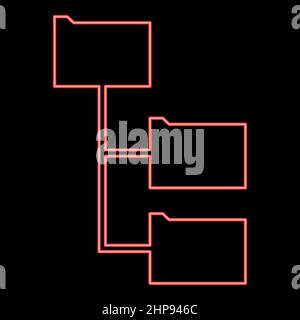 Neon folder structure red color vector illustration image flat style Stock Vector