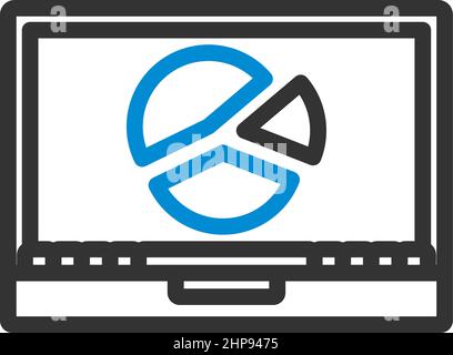 Laptop With Analytics Diagram Icon Stock Vector