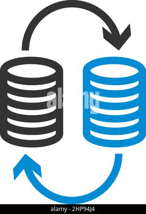 Dollar Euro Coins Stack Icon Stock Vector