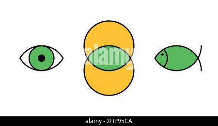 Vesica piscis, basic form for an eye and ichthys, the Jesus fish symbol Stock Vector
