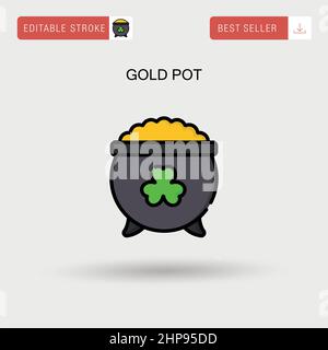 Gold pot Simple vector icon. Stock Vector