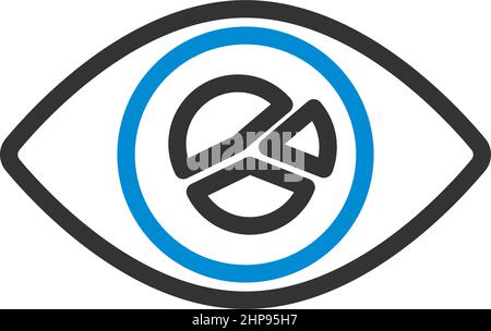Eye With Market Chart Inside Pupil Icon Stock Vector