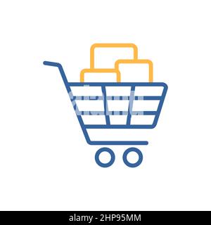 Shopping cart with boxes icon Stock Vector