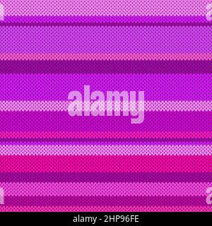 Stylish Horizontal Pink Stripes. Geometric Knitted Texture. Woolen Pullover Tricot Print. Winter Fabric Pattern. Stock Vector