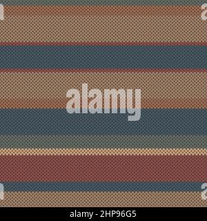Stylish Horizontal Stripes. Geometric Knitted Texture . Wollen Pullover Tricot Print. Winter Fabric Pattern. Stock Vector