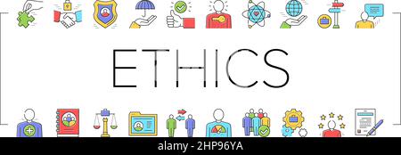 Business Ethics Moral Collection Icons Set Vector . Stock Vector