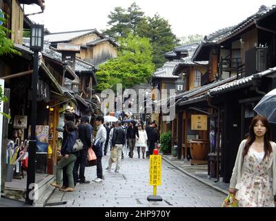 Kyoto, MAY 1 2011 - Overcast view of the famous Ninenzaka and Sannenzaka Stock Photo