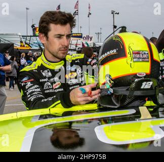 Daytona, United States. 19th Feb, 2022. Ryan Blaney prepares for the final practice for the 2022 Daytona 500, on Saturday February 19, 2022 in Daytona, Florida. Photo by Edwin Locke/UPI Credit: UPI/Alamy Live News Stock Photo