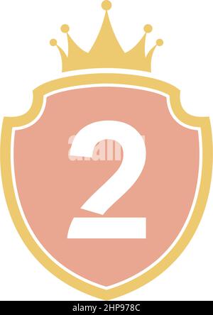 Number 2 with shield icon logo design illustration Stock Vector
